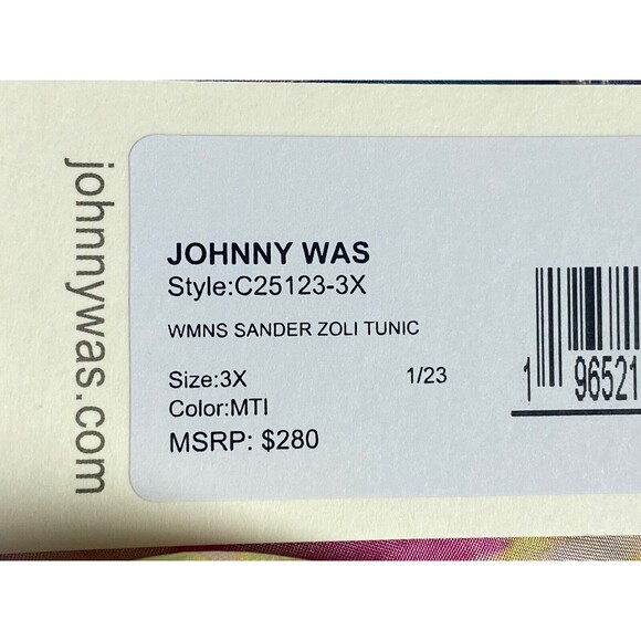 F. Johnny Was Silk 3X Top Multicolor Blouse High Neck NWT $280 - Picture 8 of 8